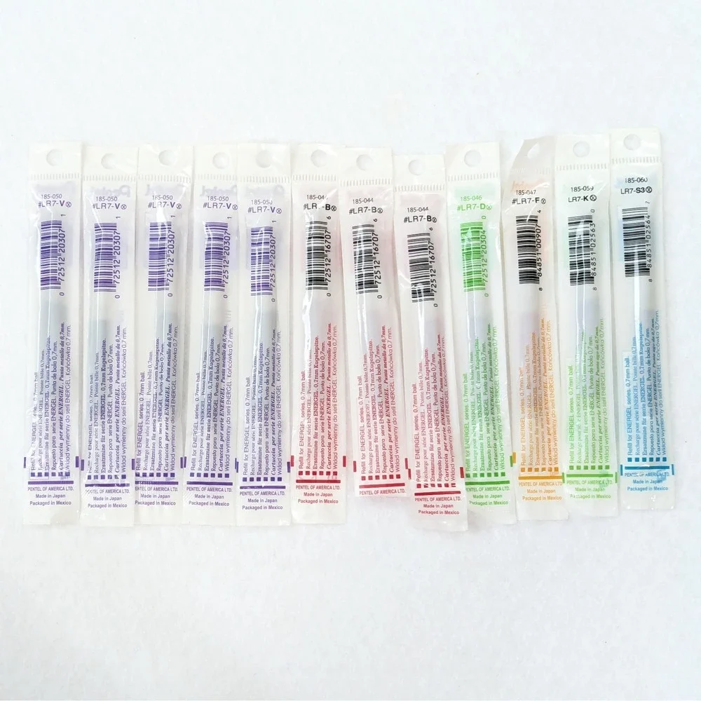 Pentel LR7 Refill Ink EnerGel Liquid Gel Pen 0.7mm Variety Color Lot of 12